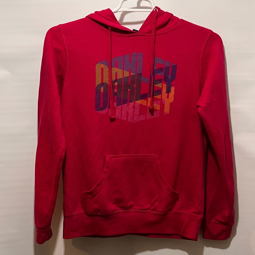 Oakley Logo Dark Reddish-Pink Graphic Hoodie Sweatshirt Size Sā Sportswear